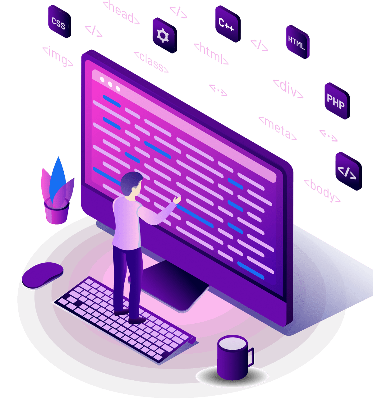 DevOps - Laptop with pipeline diagram, gears, and cloud automation icons