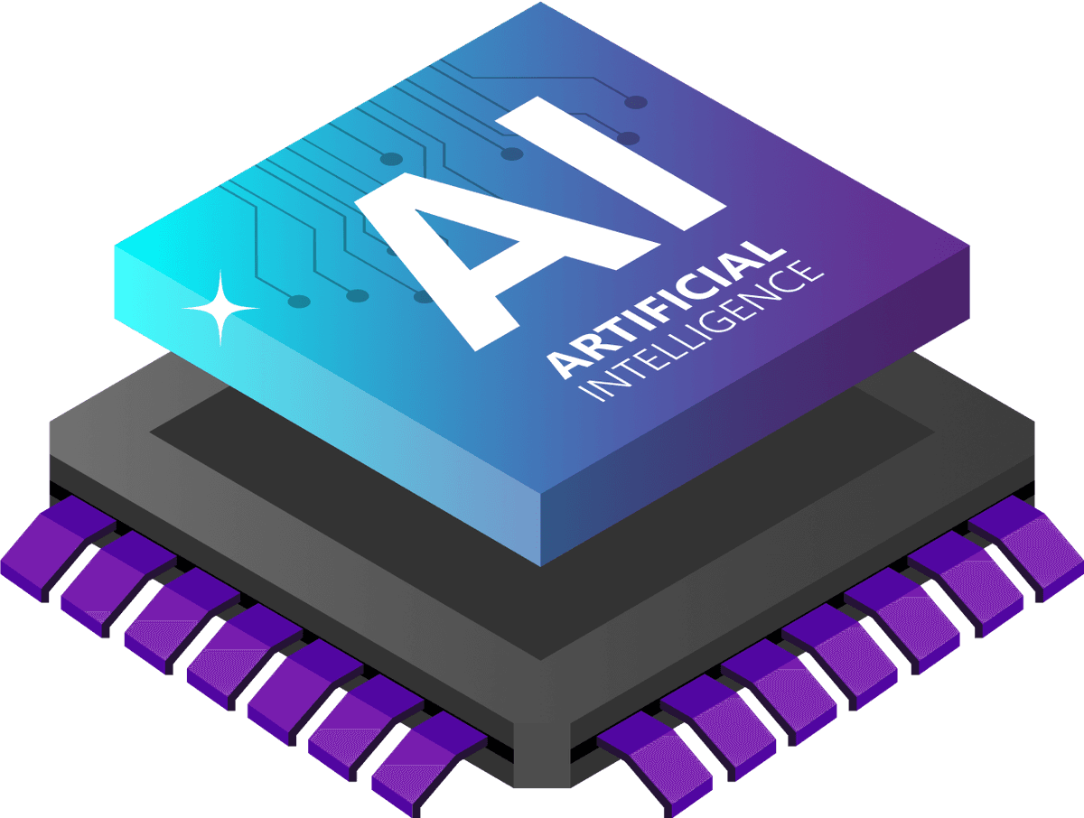 Generative AI - Microchip with AI layers and generative process connections